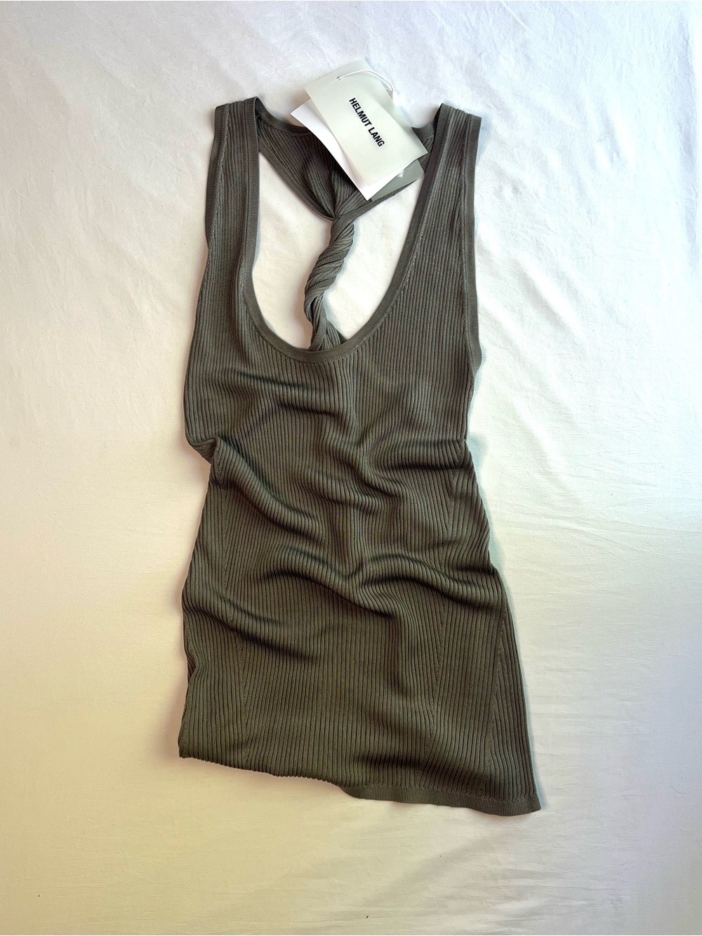 Helmut Lang Rib-Knit Twist-Back Tank - Picture 2 of 3